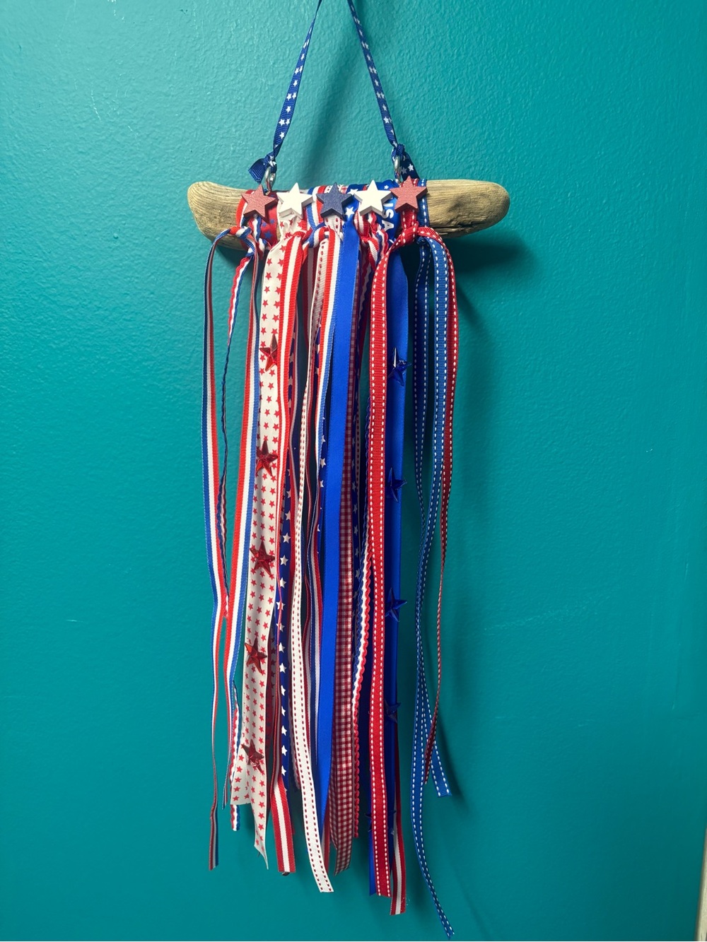 Patriotic Red White & Blue Ribbon Wall Hanging